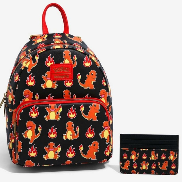 NWT Loungefly Pokémon Charmander flames mini backpack and cardholder - Picture 11 of 15